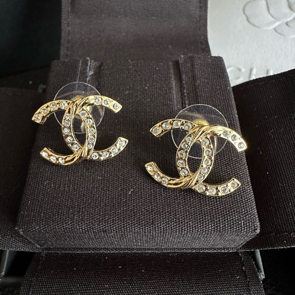 Chanel Gold Crystal Earrings